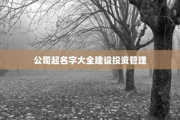 公司起名字大全建设投资管理