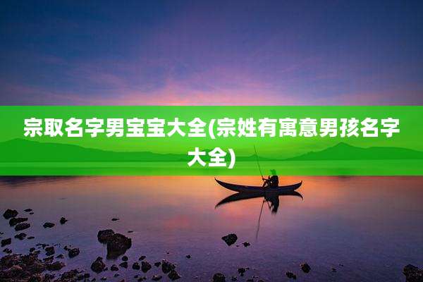 宗取名字男宝宝大全(宗姓有寓意男孩名字大全)