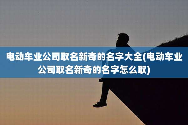 电动车业公司取名新奇的名字大全(电动车业公司取名新奇的名字怎么取)