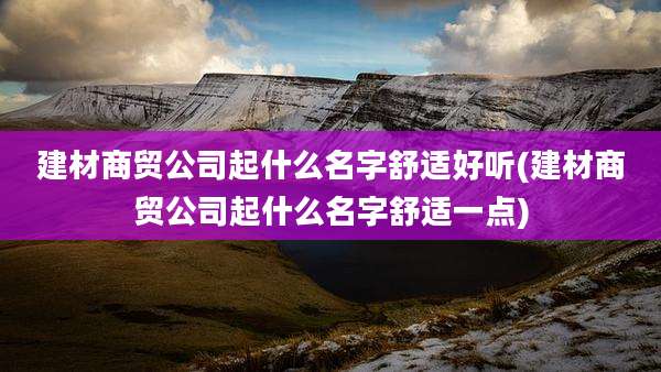 建材商贸公司起什么名字舒适好听(建材商贸公司起什么名字舒适一点)