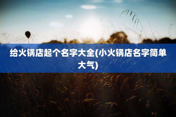 给火锅店起个名字大全(小火锅店名字简单大气)