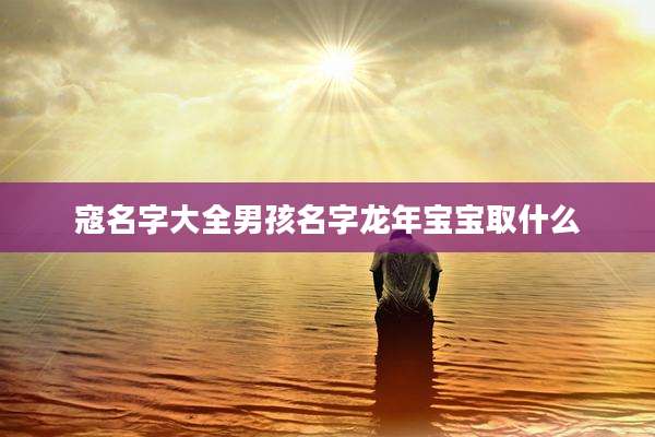 寇名字大全男孩名字龙年宝宝取什么