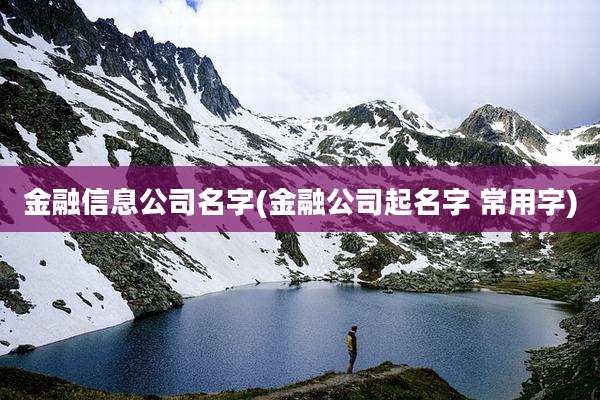 金融信息公司名字(金融公司起名字 常用字)