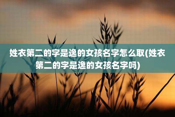 姓衣第二的字是逸的女孩名字怎么取(姓衣第二的字是逸的女孩名字吗)