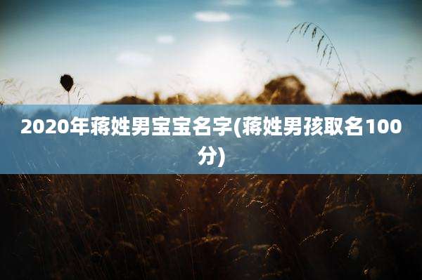 2020年蒋姓男宝宝名字(蒋姓男孩取名100分)