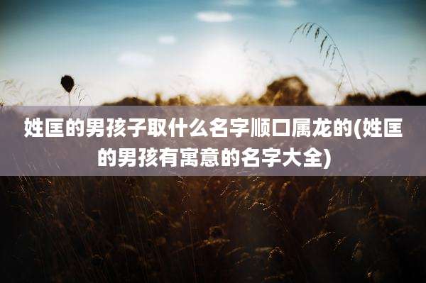 姓匡的男孩子取什么名字顺口属龙的(姓匡的男孩有寓意的名字大全)