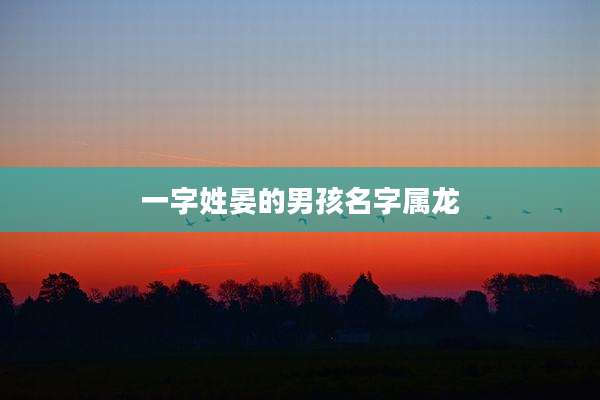 一字姓晏的男孩名字属龙