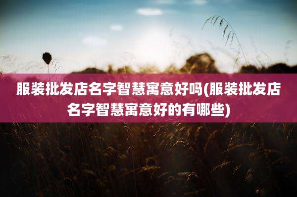 服装批发店名字智慧寓意好吗(服装批发店名字智慧寓意好的有哪些)