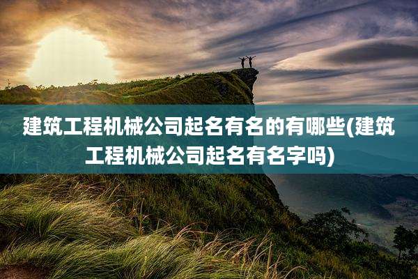 建筑工程机械公司起名有名的有哪些(建筑工程机械公司起名有名字吗)