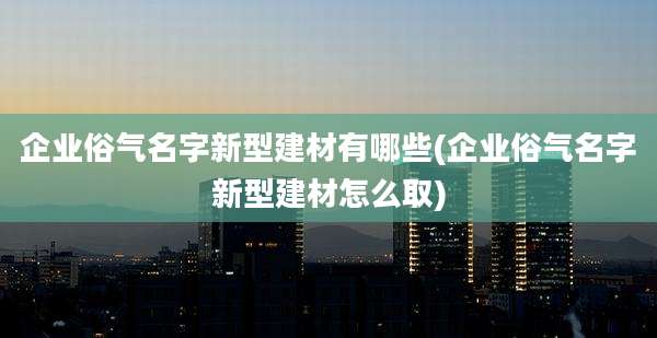 企业俗气名字新型建材有哪些(企业俗气名字新型建材怎么取)