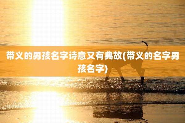 带义的男孩名字诗意又有典故(带义的名字男孩名字)