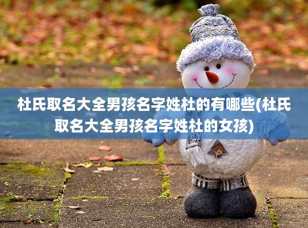 杜氏取名大全男孩名字姓杜的有哪些(杜氏取名大全男孩名字姓杜的女孩)