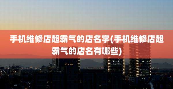 手机维修店超霸气的店名字(手机维修店超霸气的店名有哪些)