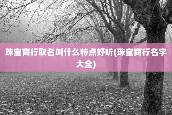 珠宝商行取名叫什么特点好听(珠宝商行名字大全)