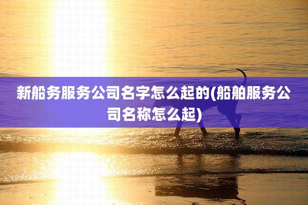 新船务服务公司名字怎么起的(船舶服务公司名称怎么起)