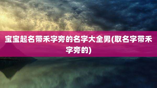 宝宝起名带禾字旁的名字大全男(取名字带禾字旁的)
