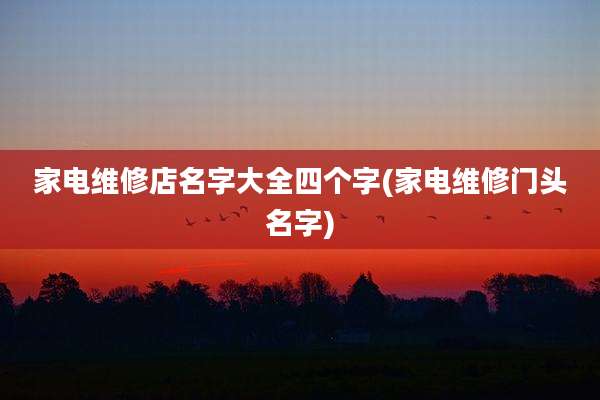 家电维修店名字大全四个字(家电维修门头名字)