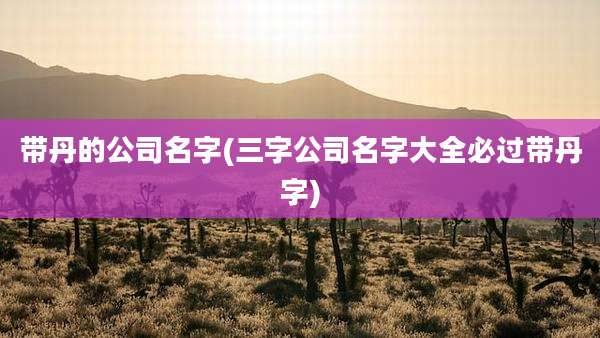 带丹的公司名字(三字公司名字大全必过带丹字)