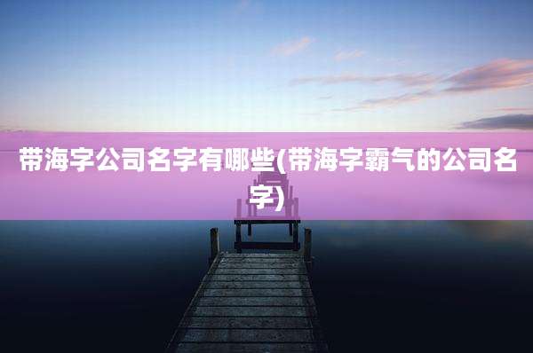 带海字公司名字有哪些(带海字霸气的公司名字)