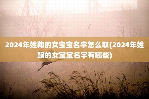2024年姓鞠的女宝宝名字怎么取(2024年姓鞠的女宝宝名字有哪些)