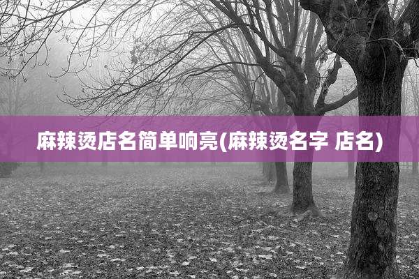 麻辣烫店名简单响亮(麻辣烫名字 店名)
