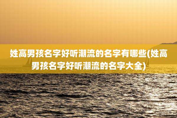 姓高男孩名字好听潮流的名字有哪些(姓高男孩名字好听潮流的名字大全)
