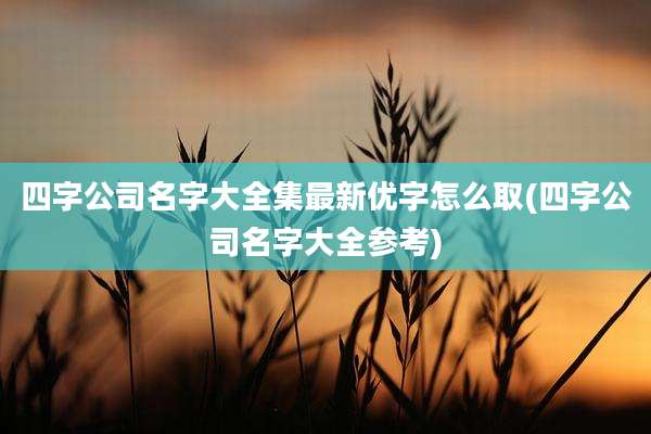 四字公司名字大全集最新优字怎么取(四字公司名字大全参考)
