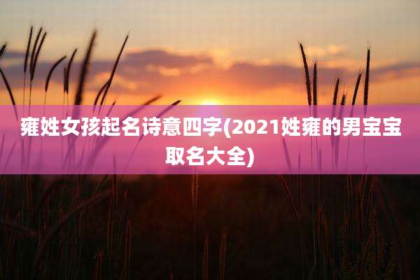 雍姓女孩起名诗意四字(2021姓雍的男宝宝取名大全)