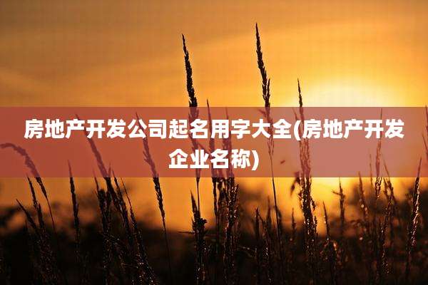 房地产开发公司起名用字大全(房地产开发企业名称)