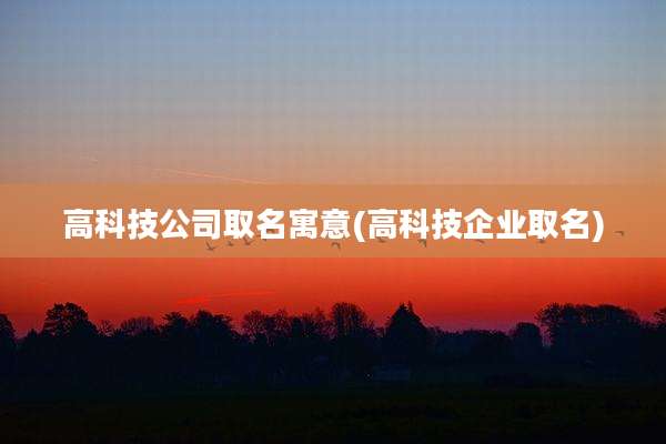 高科技公司取名寓意(高科技企业取名)
