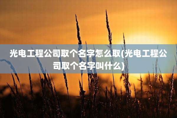 光电工程公司取个名字怎么取(光电工程公司取个名字叫什么)