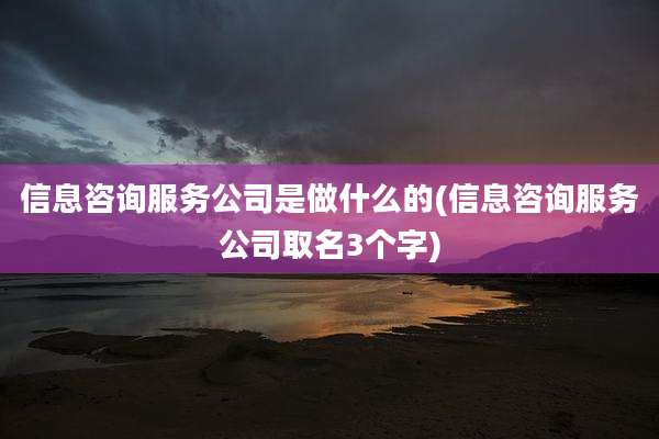 信息咨询服务公司是做什么的(信息咨询服务公司取名3个字)