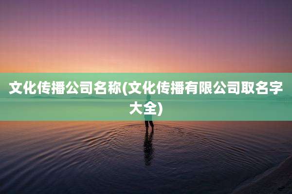 文化传播公司名称(文化传播有限公司取名字大全)