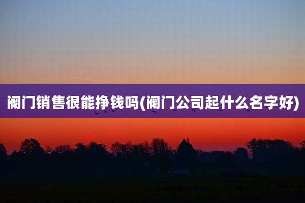 阀门销售很能挣钱吗(阀门公司起什么名字好)