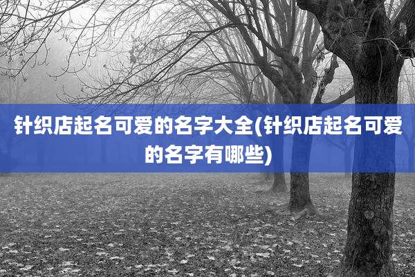 针织店起名可爱的名字大全(针织店起名可爱的名字有哪些)