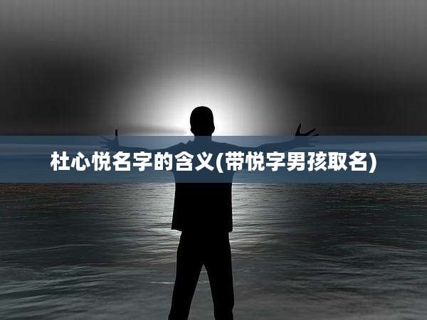 杜心悦名字的含义(带悦字男孩取名)