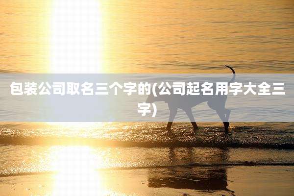 包装公司取名三个字的(公司起名用字大全三字)