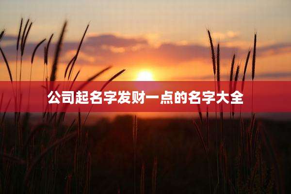 公司起名字发财一点的名字大全