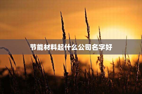 节能材料起什么公司名字好