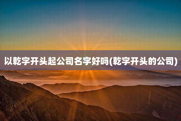 以乾字开头起公司名字好吗(乾字开头的公司)