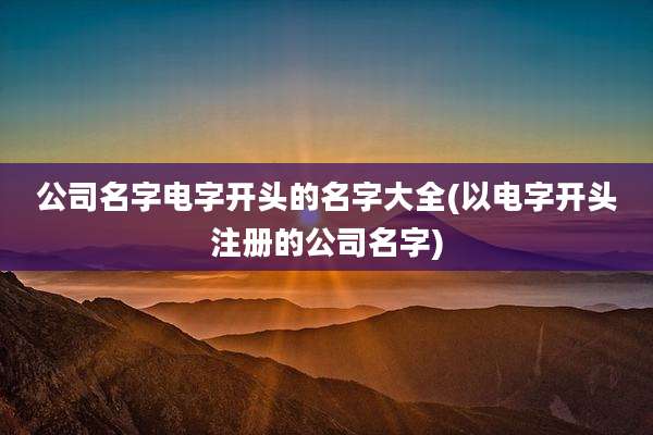 公司名字电字开头的名字大全(以电字开头注册的公司名字)