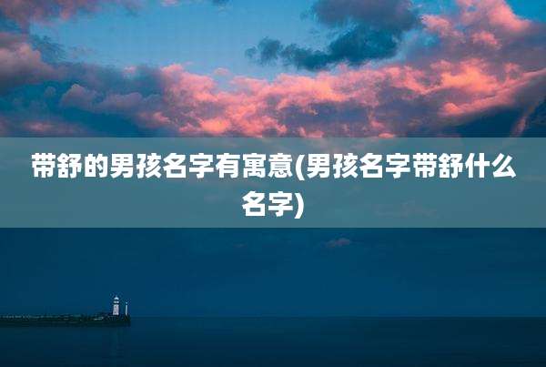 带舒的男孩名字有寓意(男孩名字带舒什么名字)