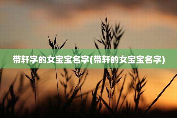 带轩字的女宝宝名字(带轩的女宝宝名字)