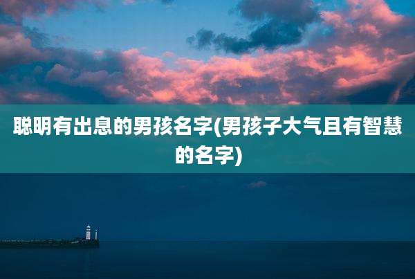 聪明有出息的男孩名字(男孩子大气且有智慧的名字)