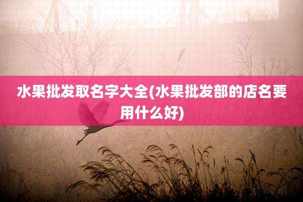 水果批发取名字大全(水果批发部的店名要用什么好)