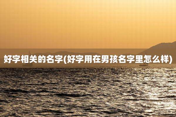 好字相关的名字(好字用在男孩名字里怎么样)