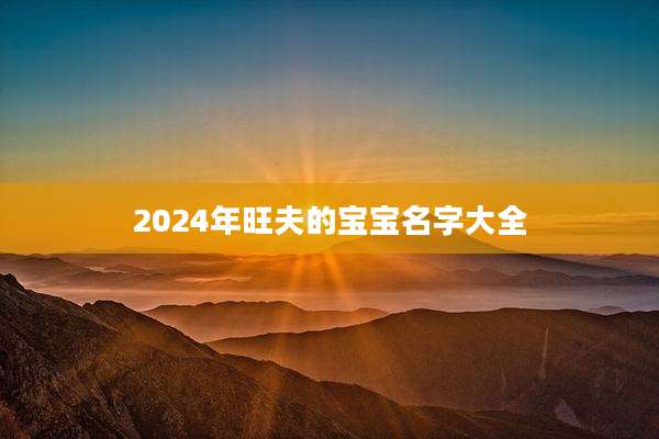 2024年旺夫的宝宝名字大全