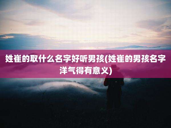 姓崔的取什么名字好听男孩(姓崔的男孩名字洋气得有意义)