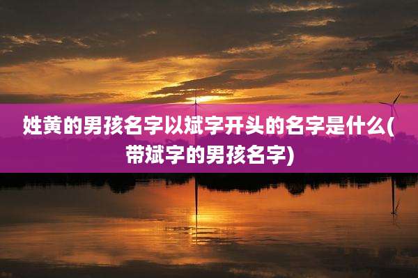 姓黄的男孩名字以斌字开头的名字是什么(带斌字的男孩名字)