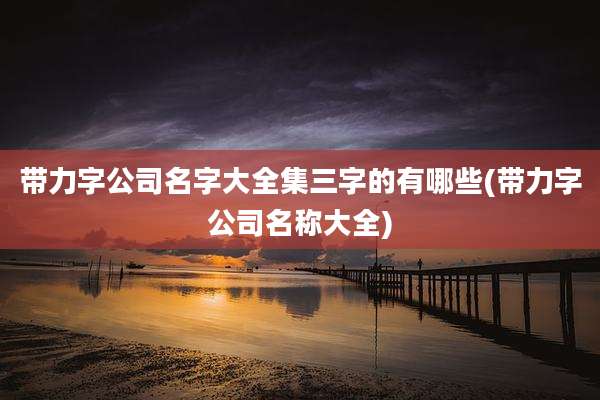 带力字公司名字大全集三字的有哪些(带力字公司名称大全)